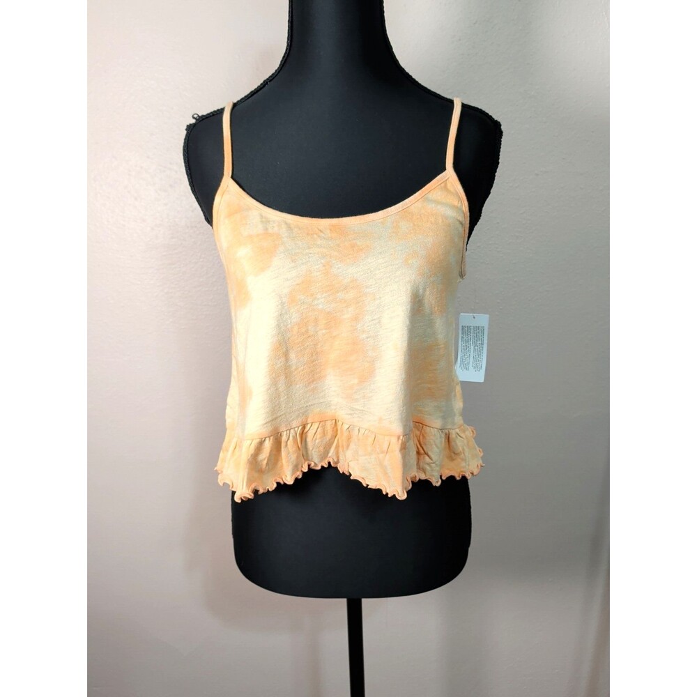 ❤️American Eagle Womens Small Peach Tie Dye Ruffle Hem Cropped Tank Top NWT❤️ - Picture 2 of 9